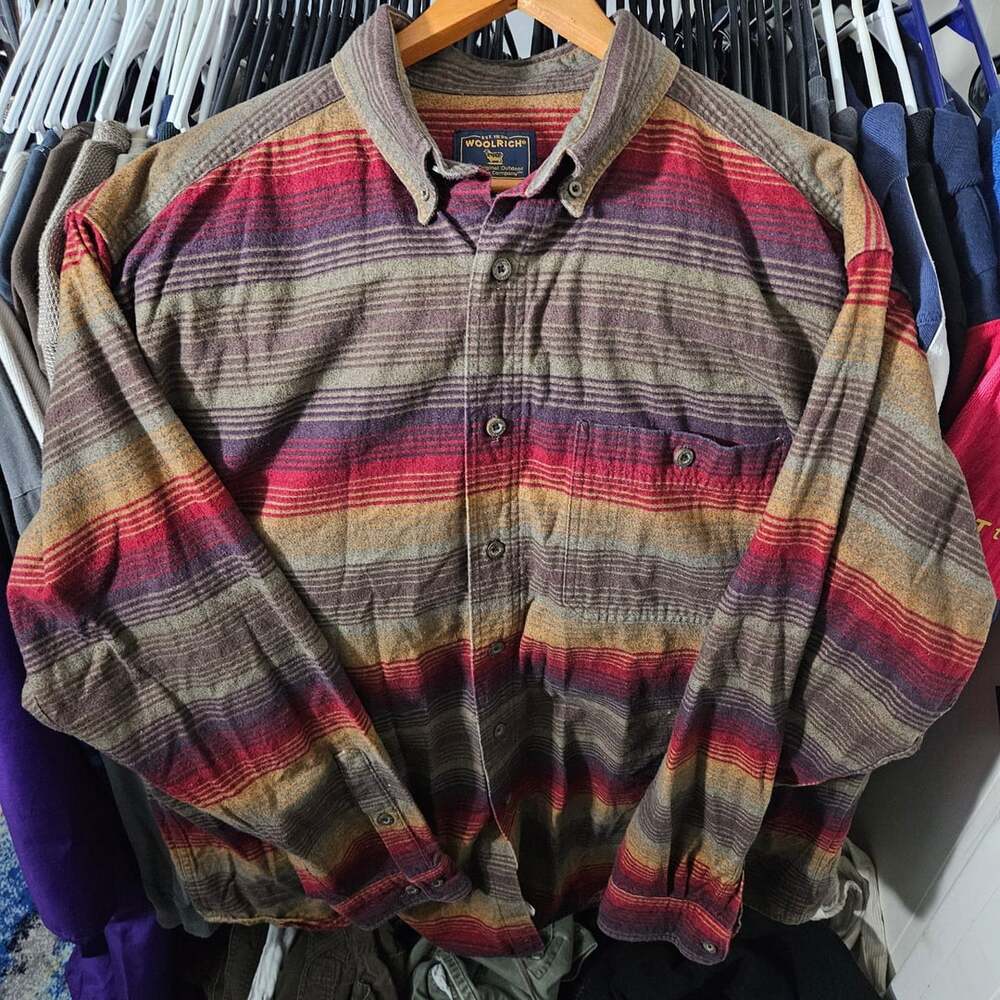 Woolrich Striped Long Sleeve Button Down Shirt Large Multicolor
